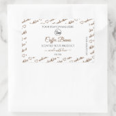 白と茶色のWordクラウド製品ラベルのロゴの追加 長方形シール (バッグ)