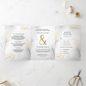 白と葉金ゴールドのアンパサンド結婚すべて 三つ折り招待状 (内部)