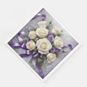 白と薄紫のバラの花束と薄紫リボン (コーナー)