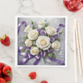 白と薄紫のバラの花束と薄紫リボン (インサイチュ)