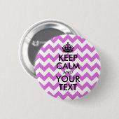 白と蘭のジグザグ保の静かなテキスト 缶バッジ (正面&裏面)