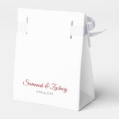 白と赤いシンプルエレガントな結婚式ありがとう フェイバーボックス (裏面サイド)