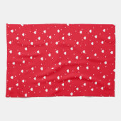 白と赤いハートのパターン キッチンタオル (横)