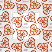 白と赤いハートエレガントはboho chic旋回 ファブリック (タイル)