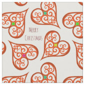 白と赤いハートエレガントはboho chic旋回 ファブリック (クローズアップ)