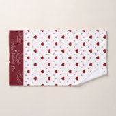 白と赤いハートハッピーバレンタインデー バスタオルセット (ハンドタオル)