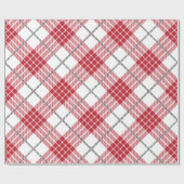 白と赤と灰色のアクセントの格子模様 ラッピングペーパー (フラット)