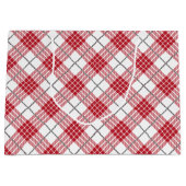 白と赤と灰色のアクセントの格子模様 ラージペーパーバッグ (正面)
