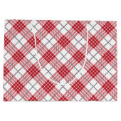 白と赤と灰色のアクセントの格子模様 ラージペーパーバッグ (裏面)