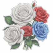 白と赤と青のバラの花束 シール (正面)