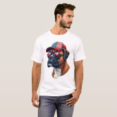 白と赤と青のボクサードッグ Tシャツ (正面フル)