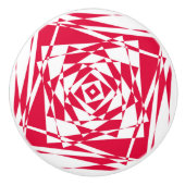 白と赤のアブストラクト・イリュージョン・セラミック・ノブ セラミックノブ (正面)