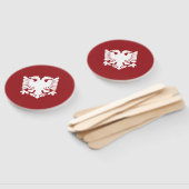 白と赤のアルバニアイーグル紙ファン ハンドファン (組立なし)