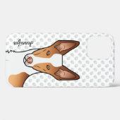 白と赤のイビサンハウンドの短毛の犬の頭 Case-Mate iPhoneケース (裏面 (横))