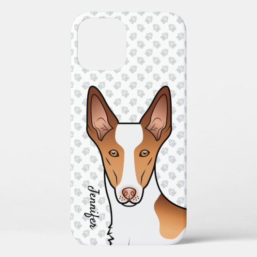 白と赤のイビサンハウンドの短毛の犬の頭 Case-Mate iPhoneケース (裏面)