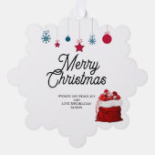 白と赤のエレガント | メリークリスマス オーナメントカード (正面)
