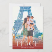 白と赤のオーバーレイ写真モダンPEACE シーズンカード (正面)