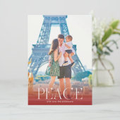 白と赤のオーバーレイ写真モダンPEACE シーズンカード (スタンド正面)