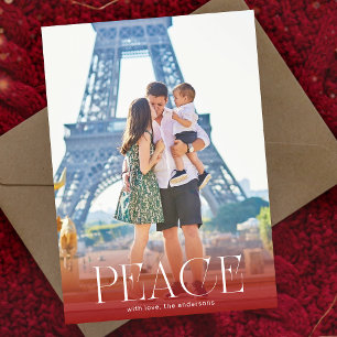 白と赤のオーバーレイ写真モダンPEACE シーズンカード