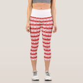 白と赤のクリスマスディアヘッドのパターン カプリレギンス (正面)
