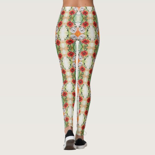 白と赤のケシのレギンス レギンス (裏面)