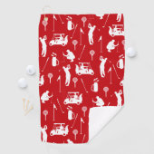 白と赤のゴルフシンボルパターンゴルフタオル ゴルフタオル (インサイチュ)