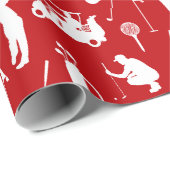 白と赤のゴルフシンボルパターン ラッピングペーパー (ロールコーナー)