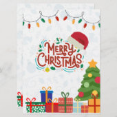 白と赤のシンプルクリスマス シーズンカード (正面/裏面)