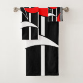 白と赤のストライプを黒のバスタオルセット バスタオルセット (インサイチュ)