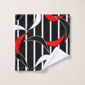 白と赤のストライプを黒のバスタオルセット バスタオルセット (ウォッシュタオル)