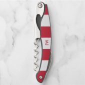 白と赤のストライプモノグラム ソムリエナイフ (正面)