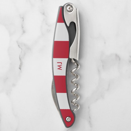 白と赤のストライプモノグラム ソムリエナイフ (裏面)