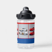 白と赤のスポーティスポーツカー愛好家 ウォーターボトル (背面)