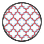 白と赤のトレリス、ラティス、クローバー アイスホッケーパック (正面)