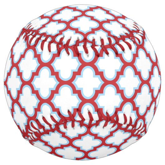 白と赤のトレリス、ラティス、クローバー ソフトボール (正面)