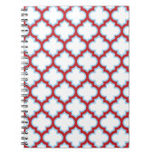 白と赤のトレリス、ラティス、クローバー ノートブック (正面)
