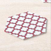 白と赤のトレリス、ラティス、クローバー ペーパーコースター (アングル)