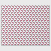白と赤のトレリス、ラティス、クローバー ラッピングペーパー (フラット)