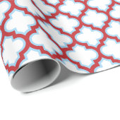 白と赤のトレリス、ラティス、クローバー ラッピングペーパー (ロールコーナー)