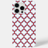 白と赤のトレリス、ラティス、クローバー Case-Mate iPhoneケース (裏面)
