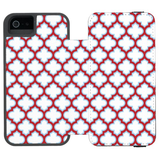 白と赤のトレリス、ラティス、クローバー INCIPIO iPhoneウォレットケース (フォリオ Open)