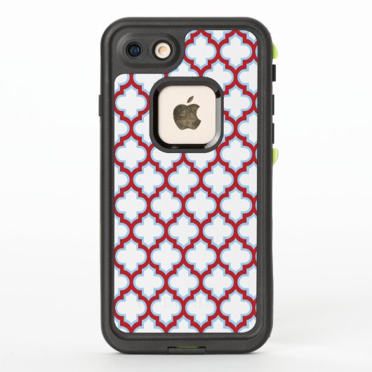 白と赤のトレリス、ラティス、クローバー LifeProof iPhoneケース (裏面)