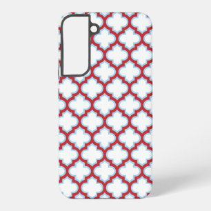 白と赤のトレリス、ラティス、クローバー SAMSUNG GALAXY S22+ケース
