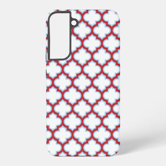 白と赤のトレリス、ラティス、クローバー SAMSUNG GALAXYケース (裏面)