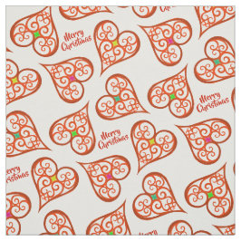 白と赤のハート エレガントな渦巻き ボーホー シック ファブリック