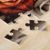 白と赤のバラの花束 ジグソーパズル (側面)