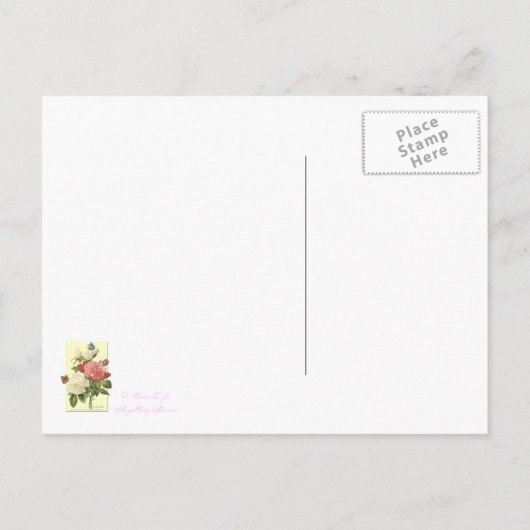 白と赤のバラ植物葉書 ポストカード (裏面)