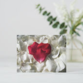 白と赤のバラ花びら葉書 ポストカード (スタンド正面)