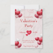 白と赤のバレンタインデーパーティー 招待状 (正面)