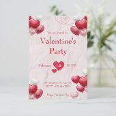 白と赤のバレンタインデーパーティー 招待状 (スタンド正面)